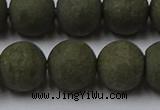 CPY818 15.5 inches 14mm round matte pyrite beads wholesale