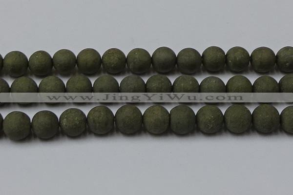 CPY820 15.5 inches 18mm round matte pyrite beads wholesale