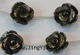 CPY94 15.5 inches 16mm carved rose pyrite gemstone beads wholesale