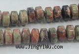 CRA07 15.5 inches 6*10mm rondelle natural rainforest agate beads
