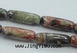 CRA08 15.5 inches 9*25mm cylinder natural rainforest agate beads