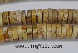 CRB1017 15.5 inches 2*6mm heishi picture jasper beads wholesale