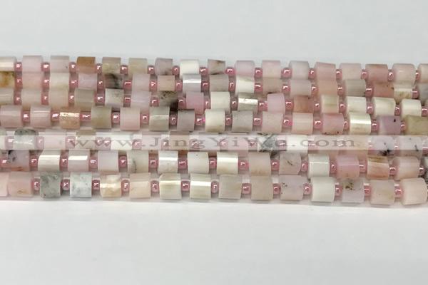 CRB1064 15.5 inches 4*6mm - 5*6mm faceted tyre natural pink opal beads