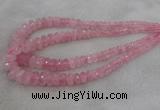 CRB1120 15.5 inches 5*8mm - 9*18mm faceted rondelle rose quartz beads