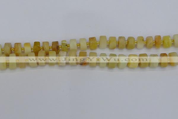 CRB1240 15.5 inches 6*12mm tyre matte yellow opal gemstone beads