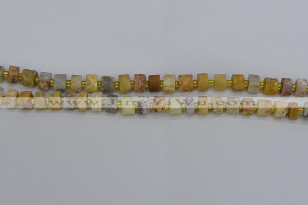 CRB1245 15.5 inches 5*8mm tyre matte crazy lace agate beads