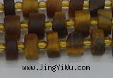 CRB1252 15.5 inches 5*8mm tyre matte yellow tiger eye beads