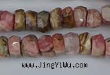 CRB1283 15.5 inches 5*8mm faceted rondelle rhodochrosite beads