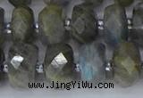 CRB1297 15.5 inches 6*12mm faceted rondelle labradorite beads
