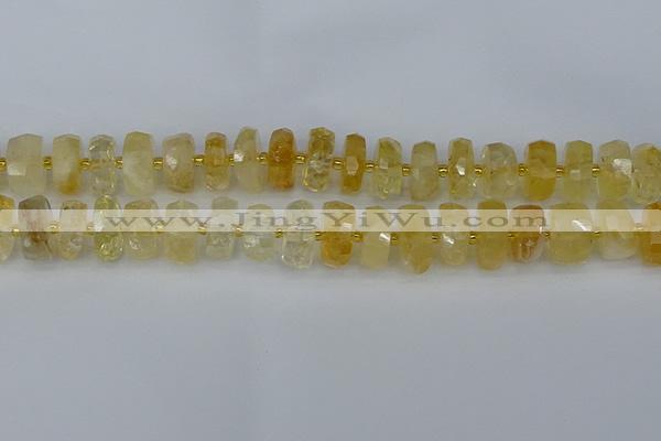 CRB1323 15.5 inches 7*14mm faceted rondelle citrine beads