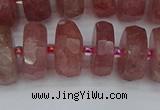 CRB1344 15.5 inches 8*16mm faceted rondelle strawberry quartz beads