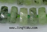 CRB1354 15.5 inches 8*16mm faceted rondelle green rutilated quartz beads