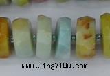CRB1365 15.5 inches 8*18mm faceted rondelle Chinese amazonite beads