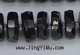 CRB1425 15.5 inches 8*18mm faceted rondelle black tourmaline beads