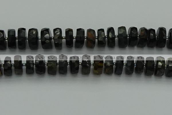CRB1444 15.5 inches 8*16mm faceted rondelle blue tiger eye beads