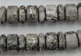 CRB163 15.5 inches 5*14mm & 10*14mm rondelle grey picture jasper beads