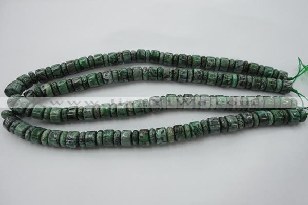 CRB170 15.5 inches 4*10mm – 7*10mm rondelle green picture jasper beads
