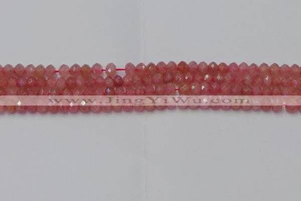 CRB1800 15.5 inches 4*6mm faceted rondelle strawberry quartz beads