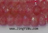 CRB1801 15.5 inches 5*8mm faceted rondelle strawberry quartz beads