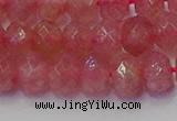 CRB1802 15.5 inches 6*10mm faceted rondelle strawberry quartz beads