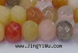 CRB1822 15.5 inches 6*10mm faceted rondelle mixed rutilated quartz beads
