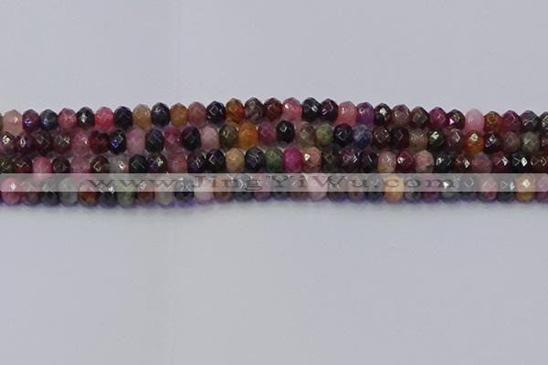 CRB1832 15.5 inches 4*6mm faceted rondelle tourmaline beads