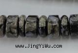 CRB190 15.5 inches 6*16mm – 10*16mm rondelle grey opal gemstone beads