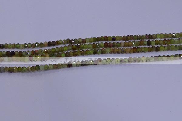 CRB1918 15.5 inches 2*3mm faceted rondelle green garnet beads