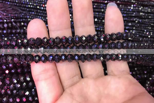 CRB1998 15.5 inches 4*6mm faceted rondelle black spinel beads