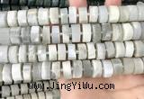 CRB2083 15.5 inches 12mm - 13mm faceted tyre grey moonstone beads