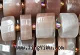 CRB2085 15.5 inches 7mm - 8mm faceted tyre orange moonstone beads