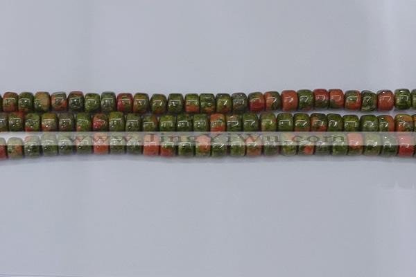 CRB2507 15.5 inches 6*8mm rondelle unakite gemstone beads
