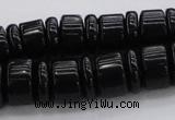 CRB254 15.5 inches 5*14mm - 10*14mm rondelle black agate beads