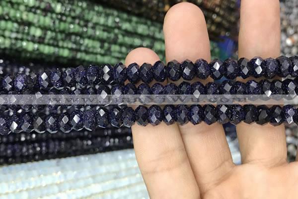 CRB3034 15.5 inches 5*8mm faceted rondelle blue goldstone beads