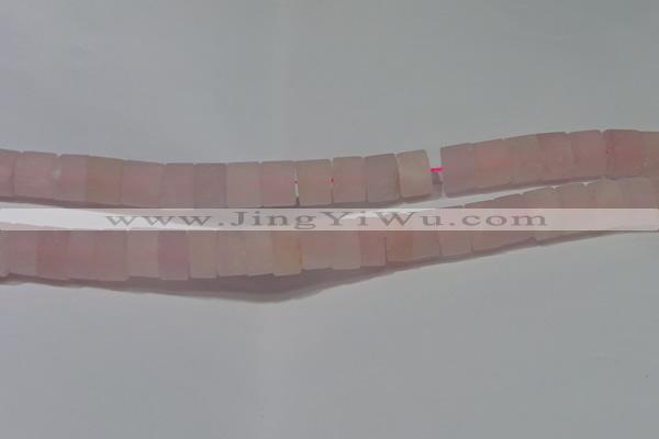 CRB311 15.5 inches 8*12mm tyre matte rose quartz beads wholesale