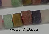 CRB328 15.5 inches 8*12mm tyre matte mixed gemstone beads