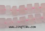 CRB452 15.5 inche 7*11mm tyre matte rose quartz gemstone beads