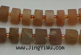 CRB463 15.5 inche 6*10mm tyre matte moonstone gemstone beads