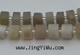 CRB467 15.5 inche 8*12mm tyre matte grey moonstone gemstone beads