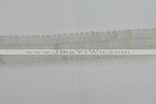 CRB499 15.5 inches 5*8mm tyre matte white crystal beads wholesale