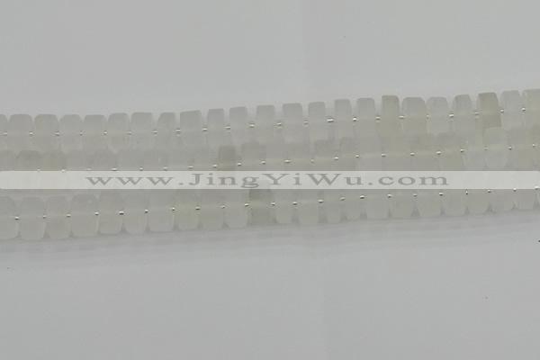 CRB501 15.5 inches 6*12mm tyre matte white crystal beads wholesale