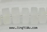 CRB503 15.5 inches 8*16mm tyre matte white crystal beads wholesale