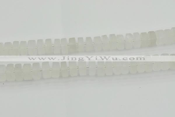 CRB503 15.5 inches 8*16mm tyre matte white crystal beads wholesale