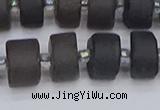 CRB514 15.5 inches 6*12mm tyre matte ice black obsidian beads