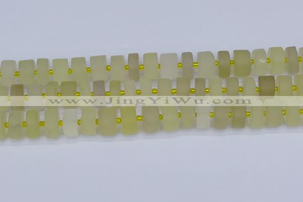 CRB521 15.5 inches 7*14mm tyre matte lemon quartz beads