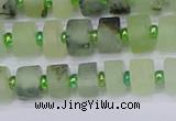 CRB524 15.5 inches 5*8mm tyre matte green rutilated quartz beads