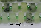 CRB525 15.5 inches 6*10mm tyre matte green rutilated quartz beads