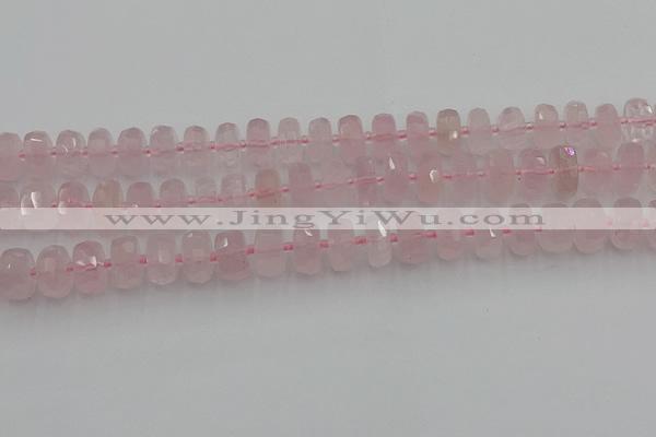 CRB557 15.5 inches 6*10mm faceted rondelle rose quartz beads