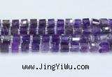 CRB5602 15.5 inches 7mm - 8mm faceted tyre amethyst beads