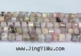 CRB5607 15.5 inches 7mm - 8mm faceted tyre pink opal beads
